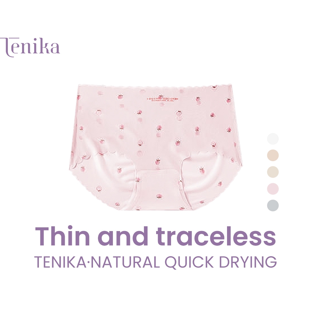 TENIKA กางเกงในผู้หญิง Breathable กางเกงในไร้ขอบ นุ่มลื่นเย็น ยืดหยุ่นดีมาก ผ้าเย็น Ice Silk Kni-053