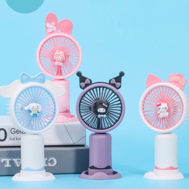 พร้อมส่ง พัดลมมือถือ พกพา ชาร์จ USB Mini fan พัดลม ตั้งโต๊ะได้ ลายการ์ตูน Sanrio T206