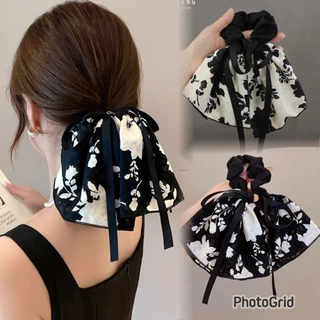 Printed bow โดนัทโบว์ลายพิมพ์ ขนาด 20cm. ยางรัดผม โบว์ผูกผม