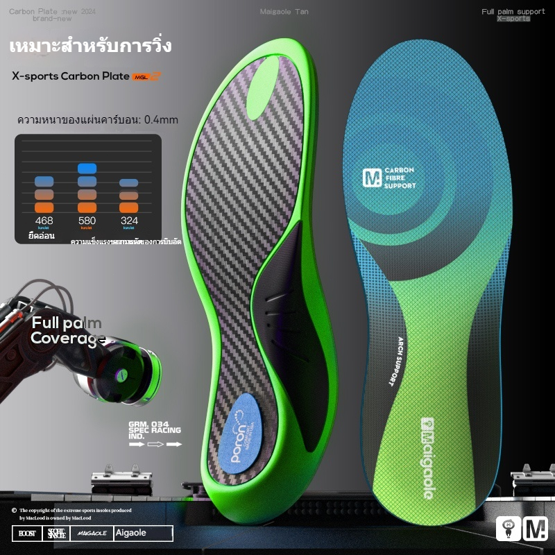 True ความยาวเต็มแผ่นคาร์บอนบาสเกตบอลกีฬา insoles แบดมินตันรองเท้าวิ่งรองเท้าบาสเก็ตบอล Arch สนับสนุ