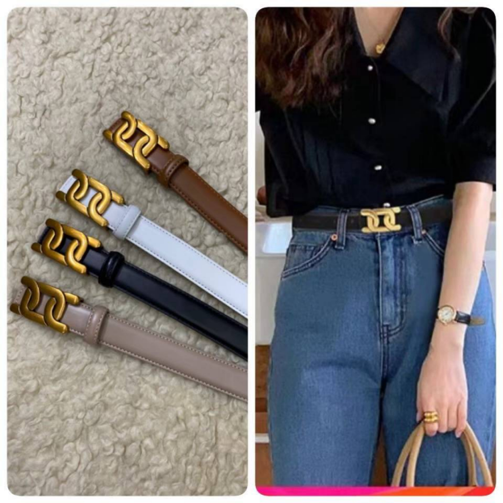 Luckybelt เข็มขัดผู้หญิง หุ้มหนังแท้ทั้งเส้น   รุ่น LK224