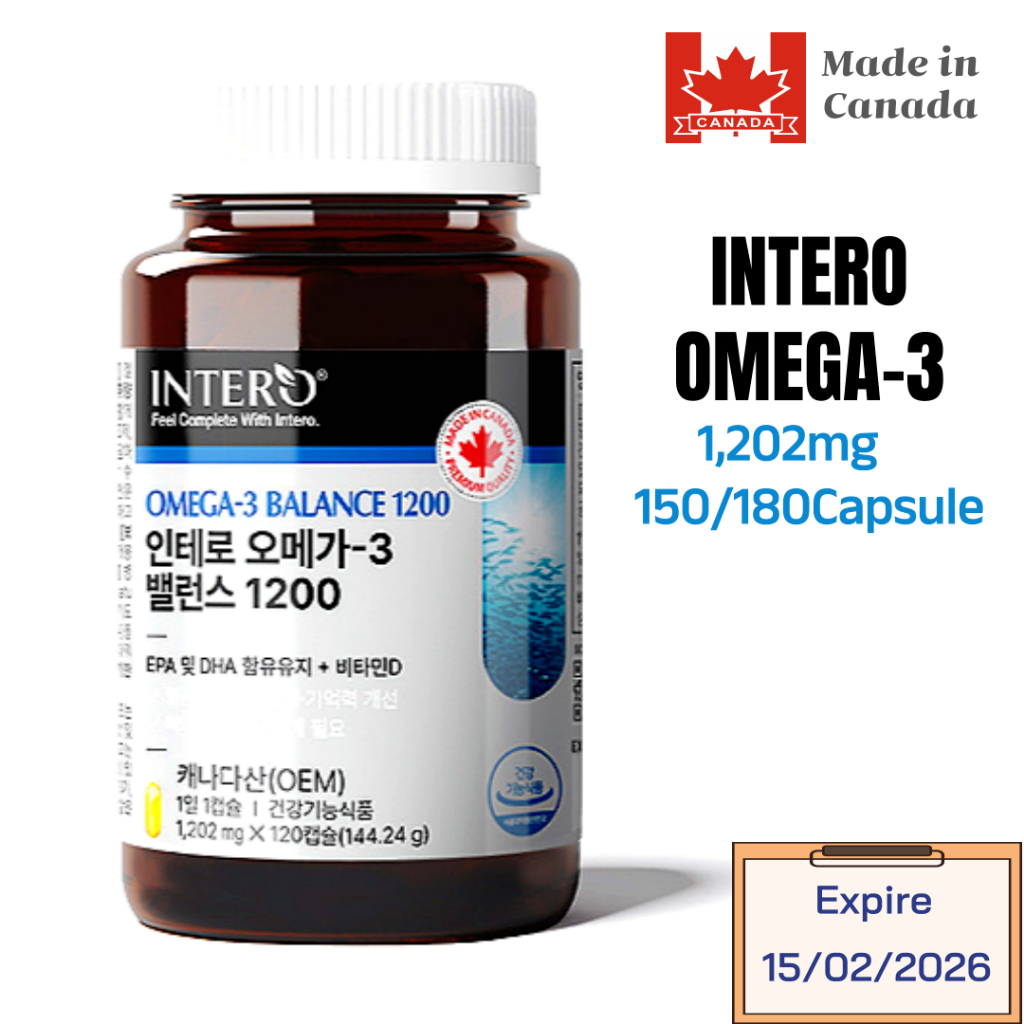 INTERO OMEGA-3 1,202mg*150/180Capsule (150: Exp.2026 Feb, 180: Exp.2026 July)