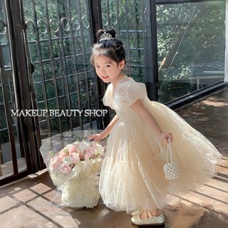 1-12 ปี เดรสเด็กเกาหลี ชุดเดรสเด็กผู้หญิง แขนพัฟ กระโปรงฟูฟ่…