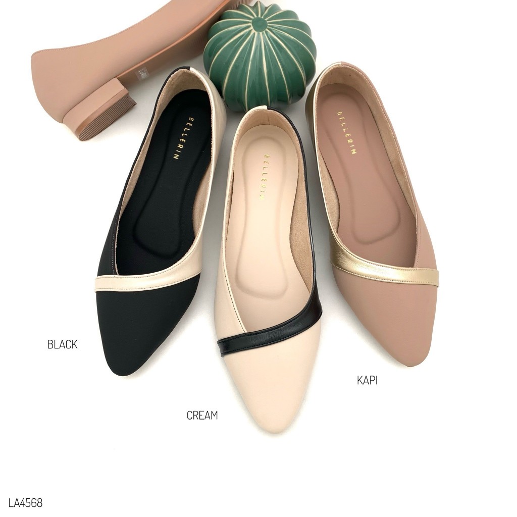 HaloBangkok รองเท้า Flat Shoes หนัง PU Leather รุ่น LA4568