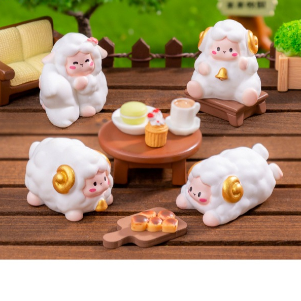 แกะขาวน่ารักตะมุตะมิ (ราคา/1ชิ้น)  ตุ๊กตาแต่งสวน จัดสวนถาด โมเดล ตกแต่งบ้าน ของสะสม พร็อพถ่ายรูป