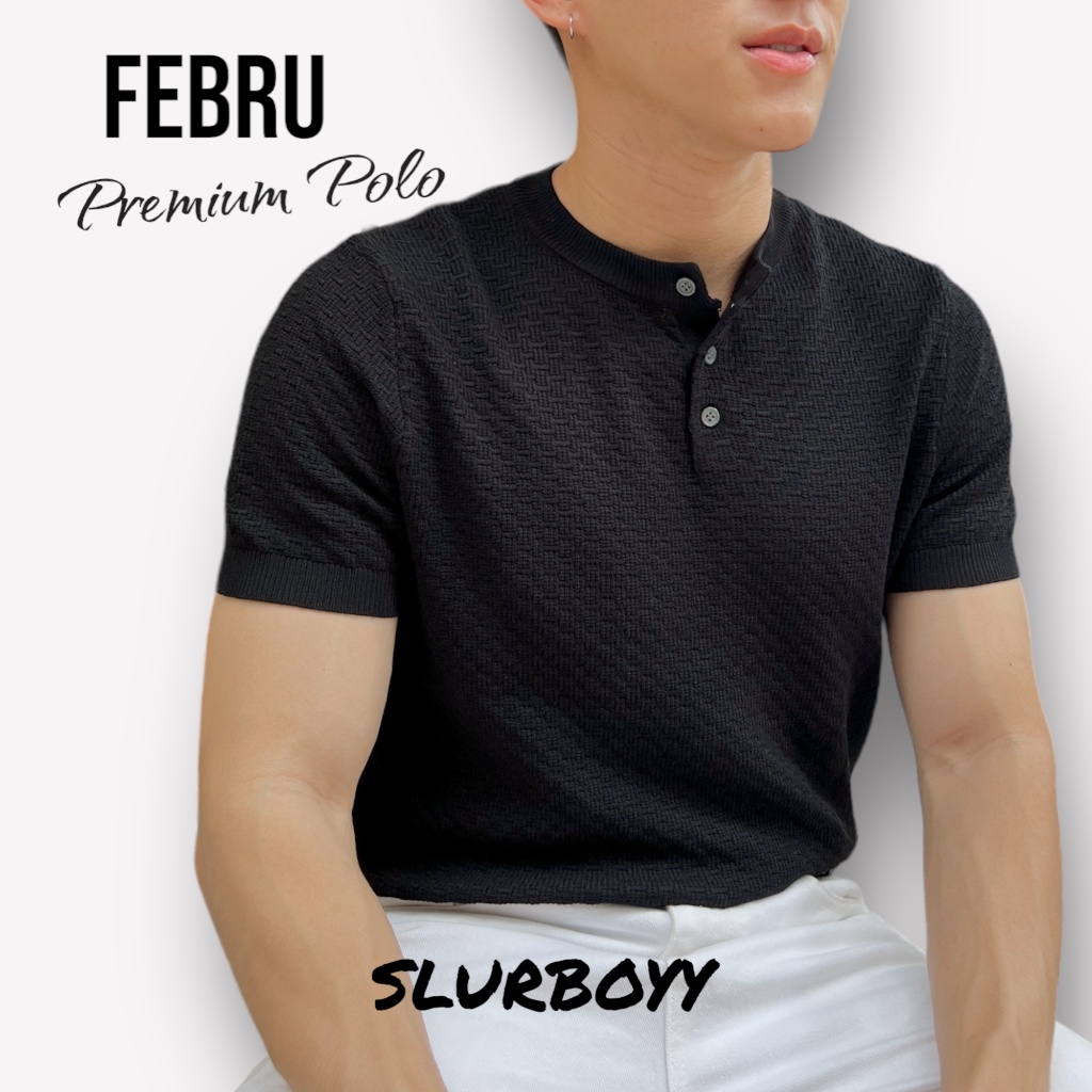 SLURBOYY Febru Premium Knit Shirt เสื้อไหมพรมคอกลม กระดุมคอ พรีเมี่ยม (SB75024)