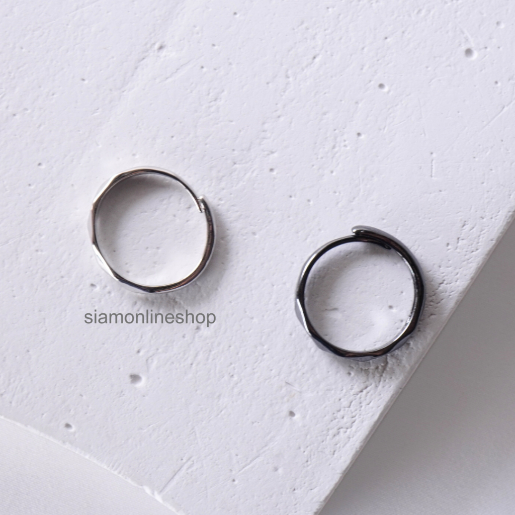แหวนสเตนเลสหน้าเล็ก แบบเจียเหลี่ยม faceted stainless ring รูปที่ 2