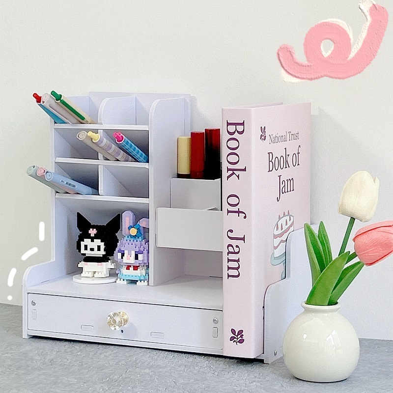 ชั้นวางหนังสือบ เก็บหนังสือ ชั้นวาง กมีลิ้นชัก กล่องใส่ของ ชั้นวางของ ATTCH