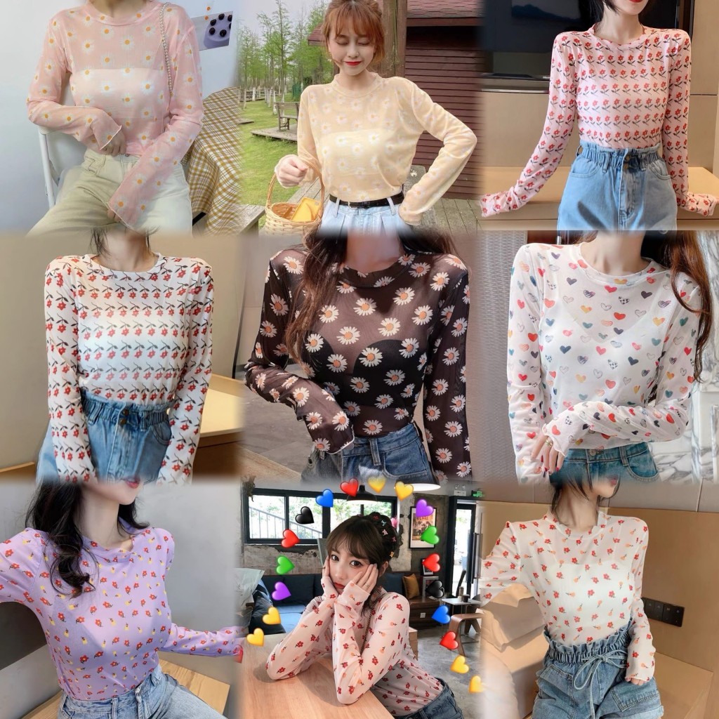 No.E954 E646 E482 E714 เสื้อแขนยาวผ้าโปร่งแสงซีทู เสื้อผ้าแฟชั่น ขนาดFree size