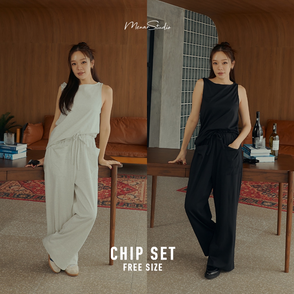 [ Chip Set ] ชุดเซต เนื้อผ้ายืดไม่หนาเกินไป ใส่สบายมากๆค่ะ