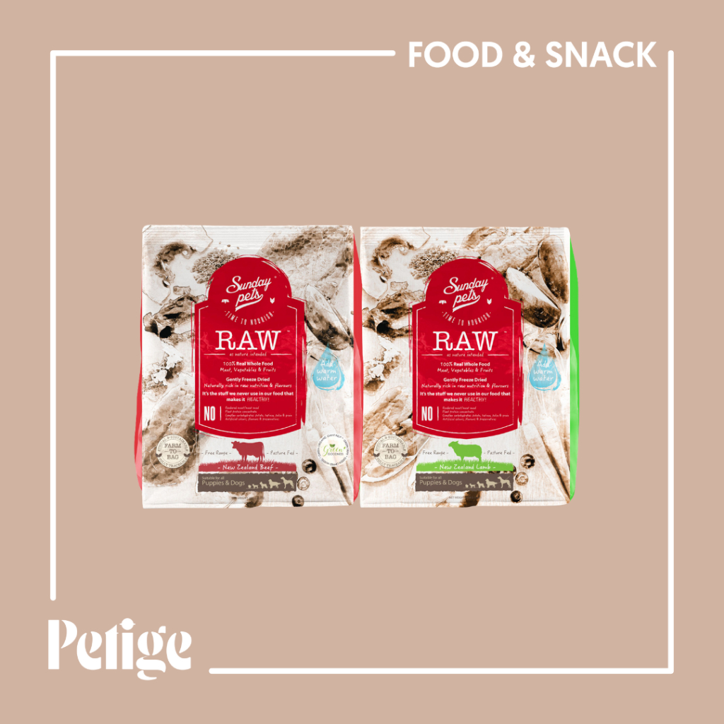 Sunday Pets Raw For Dogs & Puppies - อาหารสุนัขฟรีซดรายเหมาะสำหรับสุนัขทุกสายพันธุ์ อายุตั้งแต่ 2 เด