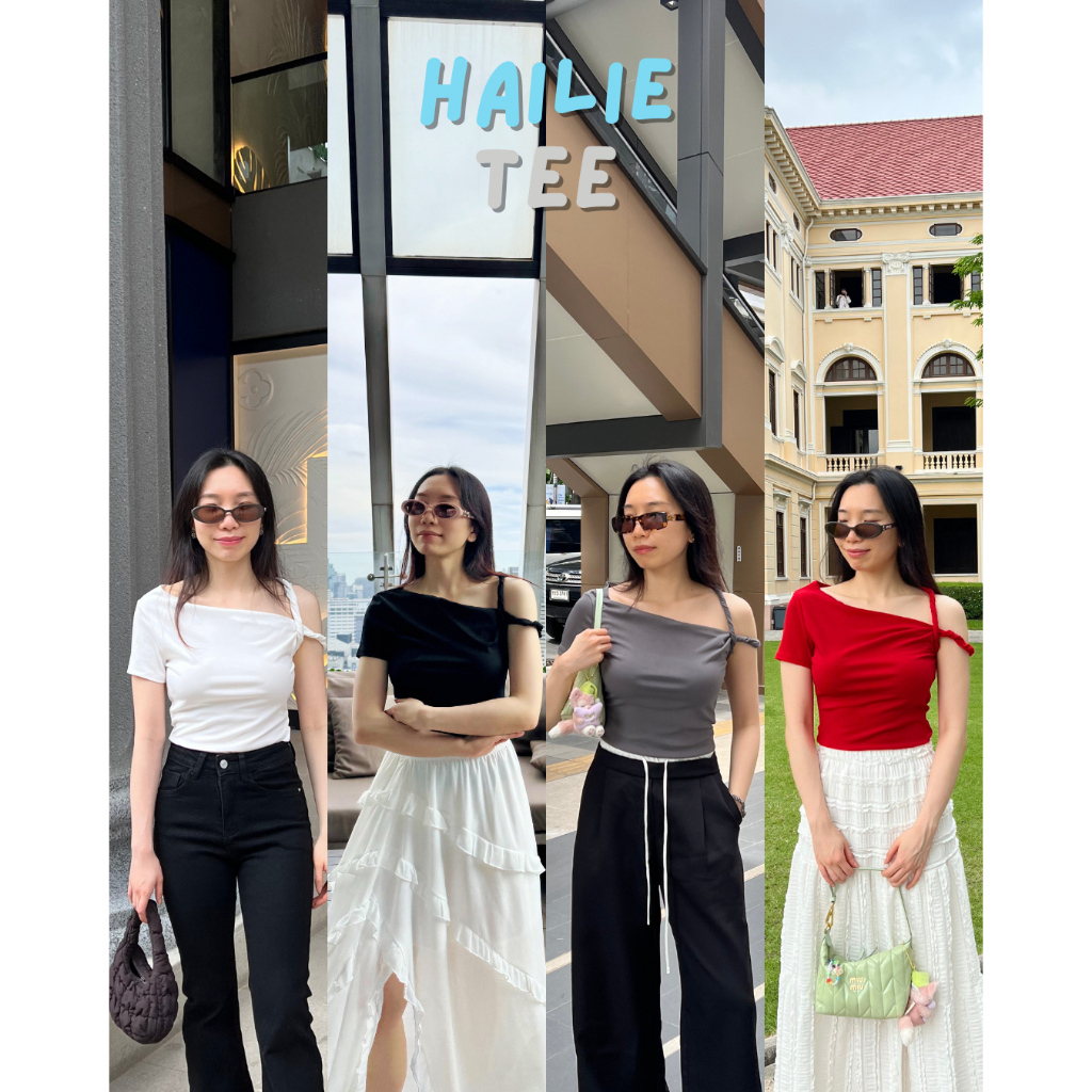 UIUI | HAILIE TOP เสื้อปาดไหล่ พันแขน