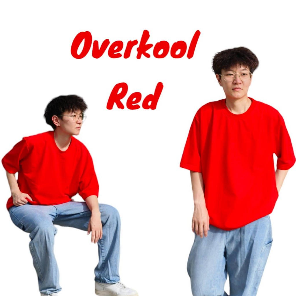 [NEW ARRIVAL] OVERKOOL เสื้อยืด Oversize ใส่สบาย Size M - 4XL สีแดง