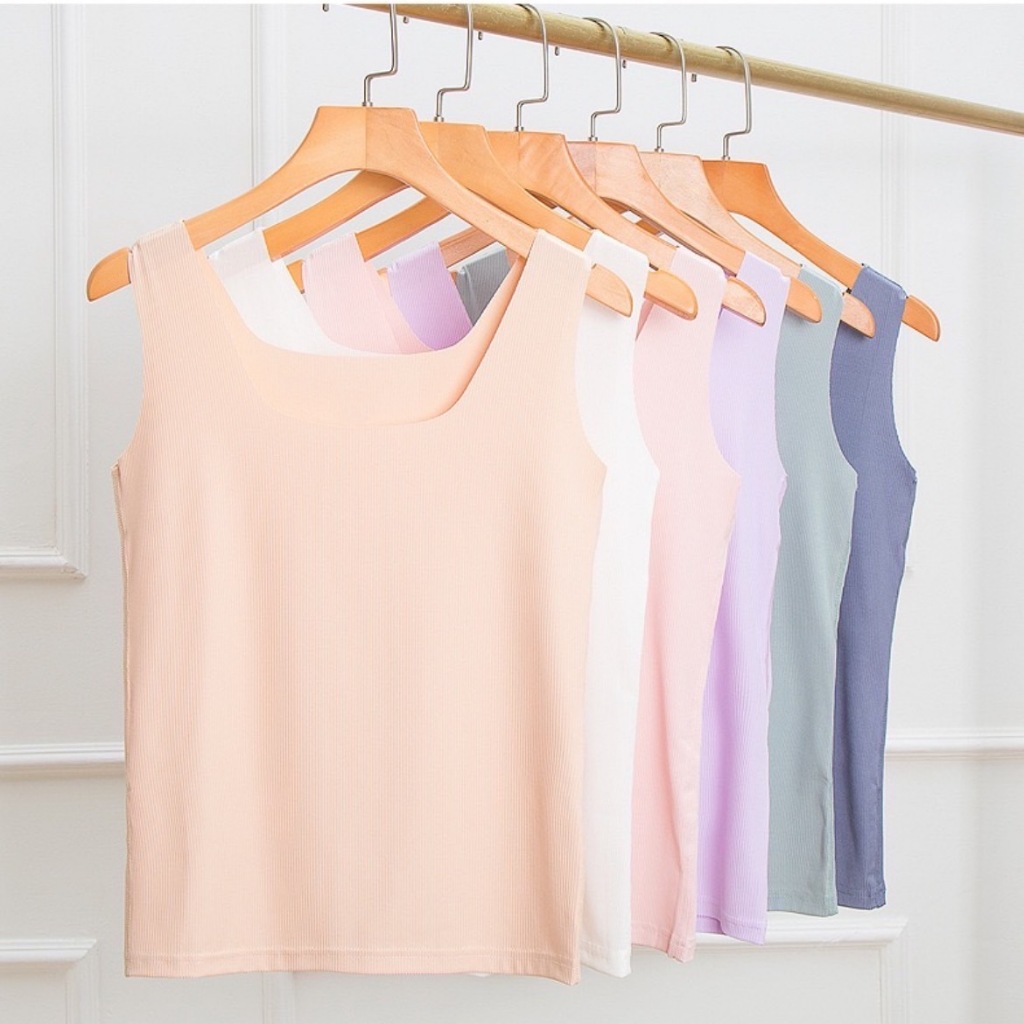 AIRMILL® เสื้อกล้ามผู้หญิง คอเหลี่ยม นุ่ม เด้ง ไม่ยับง่ายๆ ไม่ต้องรีด ระบายอากาศ แห้งไว Anti-bacteri