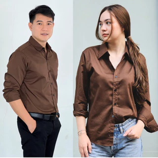 takayay brand เสื้อเชิ๊ต สีช็อคโกแลต **เช็คขนาดจากตางรางไซซ์ของทางร้านเท่านั้น** เสื้อเชิ้ตสีเอิร์ธโทน ผ้าคอตตอนทวิล