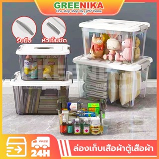 ลังเก็บของพลาสติกใสใหญ่อเนกประสงค์ มี4ขนาด มีล้อ หูหิ้ว ฝาล็…