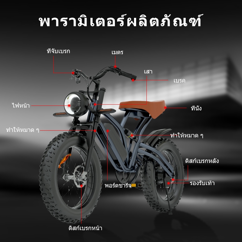 จักรยานไฟฟ้า48V-17Aelectric bike  งวด0% ถอดแบตเตอรี่ได้ ล้อโตกำลังไฟ 2000W ไฮบริด50กม./ชม.กันน้ำ ราคา ถูกที่สุด ดีลบีเคเค แกลเลอรีภาพที่ 9