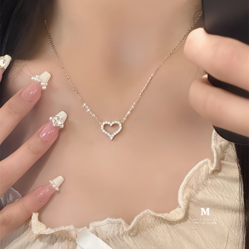 MEET💕พร้อมส่ง สร้อยเงิน Sweet love สร้อยเพชร สร้อยแฟชั่น สร้อยคอเงินแท้ สร้อยคอเกาหลี สร้อยคอเงิน