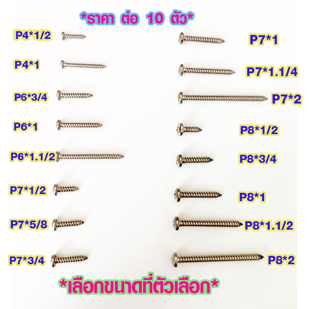 น๊อตหัวร่ม หัวP ขนาด 1/2-2 นิ้ว น๊อตสแตนเลส เกลียวปล่อย น๊อตหัวกระทะ เกลียวปล่อย น๊อตหัวกลม น๊อต น็อ