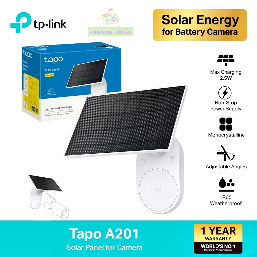 แผงโซล่าร์เซลล์ TP-LINK (Tapo A201) Solar Panel IP65 กันน้ำกันฝุ่น ปรับแต่งองศาให้เข้ากับทิศทางของแดดได้