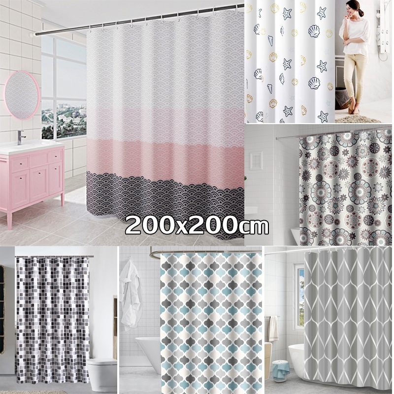 200x200 ผ้าม่านอาบน้ำกันน้ำหนาโพลีเอสเตอร์ผ้าม่านอาบน้ำผ้าม่านห้องน้ำ Bathroom kitchen curtain