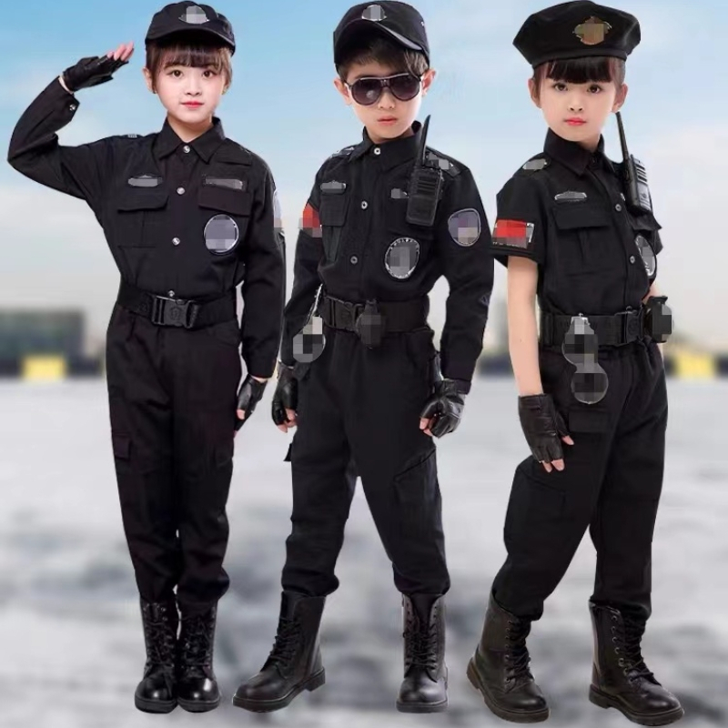 [จัดส่งรวดเร็ว] เด็กชุดตำรวจหน่วย SWAT จราจรเด็กคอสเพลย์ฮาโลวีนงานรื่นเริงปาร์ตี้ U Nisex