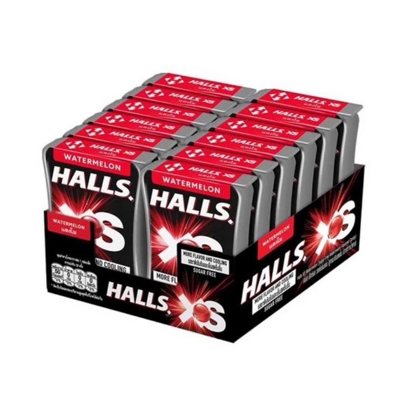 Halls XS กลิ่นแตงโม ปราศจากน้ำตาล ขนาด (12.6×12 กล่อง) หมดอายุ 08/27