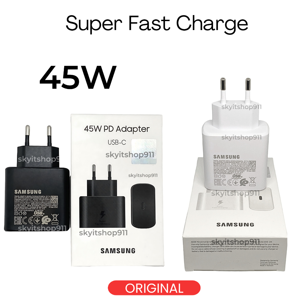 หัวชาร์จ ซัมซุง 45W แท้100% Samsung ชาร์จเร็ว Super Fast Charge 45W Note20 S20 S21 S21ultar TadS7 และอีกหลายรุ่น