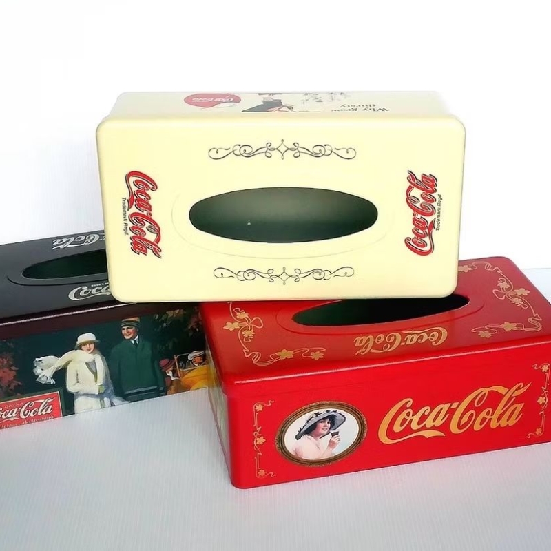 กล่องใส่กระดาษทิชชู่สังกะสีโค้ก  มี 3ลาย สไตร์วินเทจ สินค้าไทยแท้ (ราคาพิเศษ)