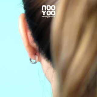 NooYoo ต่างหูสำหรับผิวแพ้ง่าย CoCr NF Chain Style Hoop (สีขาว/สีทอง)