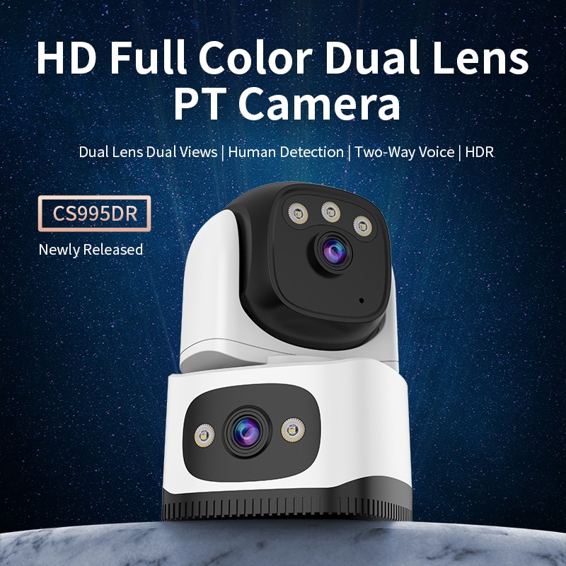 Vstarcam CS995DR WIFI/CG995DR SIM 4G(เลนส์คู่) ใหม่2024 กล้องวงจรปิดไร้สาย ความละเอียด 3MP(1296P) indoor มีAI