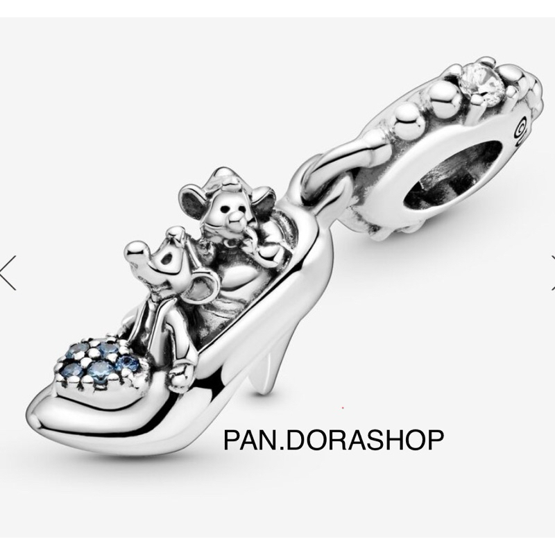 [พร้อมส่ง แท้100%] Pandora Cinderella glass slipper & Mice dangle charm