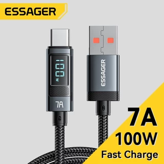 สายเคเบิลจอแสดงผลดิจิตอล USB Type C, Essager, 7A PD 100W, การชาร์จอย่างรวดเร็ว, สายเคเบิลข้อมูล USB C, for HUAWEI Xiaomi