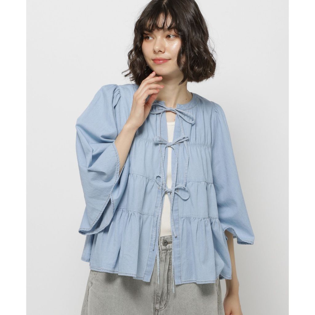 [niko and ...] Ribbon shirred flare blouse