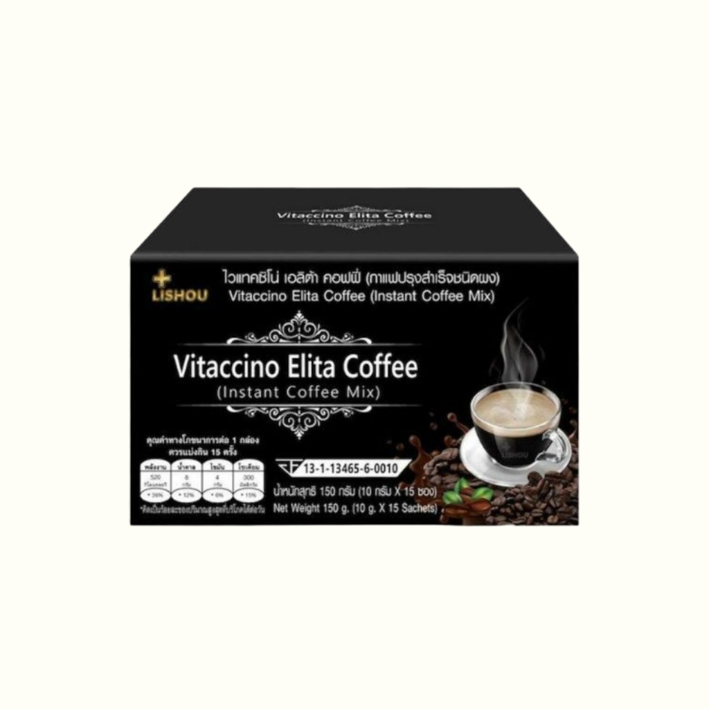 Lishou Vitaccino Elita Coffee Mix กาแฟดำ 1 กล่อง 15 ซอง