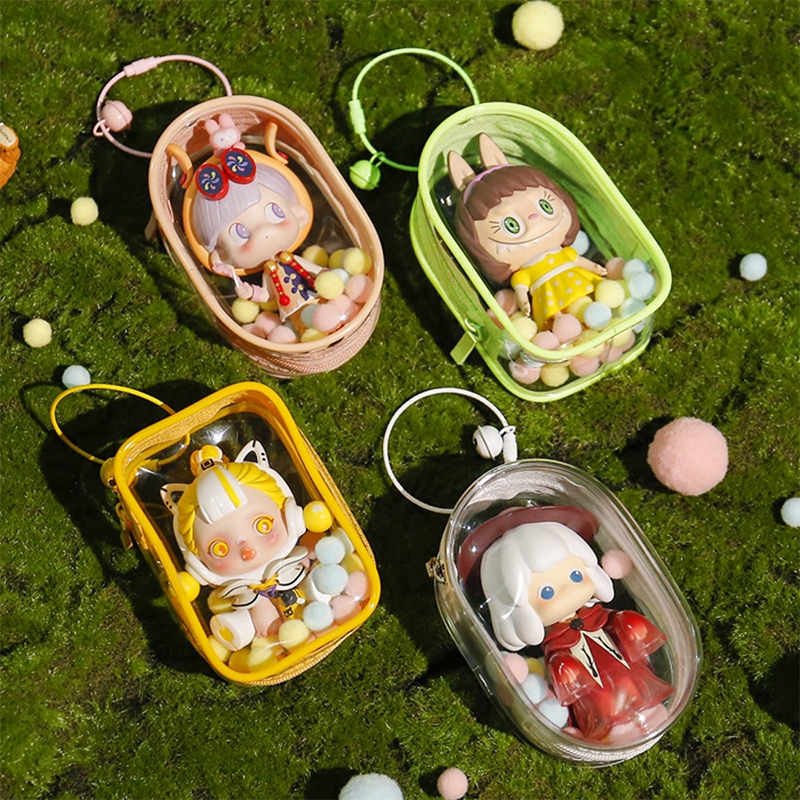 พวงกุญแจ PVC ใส แต่งกลิตเตอร์ขนาดเล็ก สําหรับห้อยตุ๊กตา กันฝน กันฝุ่น กระเป๋าตุ๊กตาLabubu