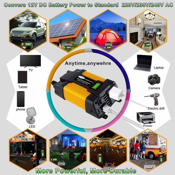 12V 4000W อินเวอร์เตอร์ 12V to 220V 12V 220V ดัดแปลง Sine Wave 4000 วัตต์อินเวอร์เตอร์ไฟฟ้า