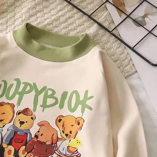 Babyonline(Y515)L3-4 (ส่งด่วน1วัน)เสื้อแขนยาวกันหนาวสำหรับเด็กสกรีนลายหมีน่ารัก ผ้าสำลี นิ่ม