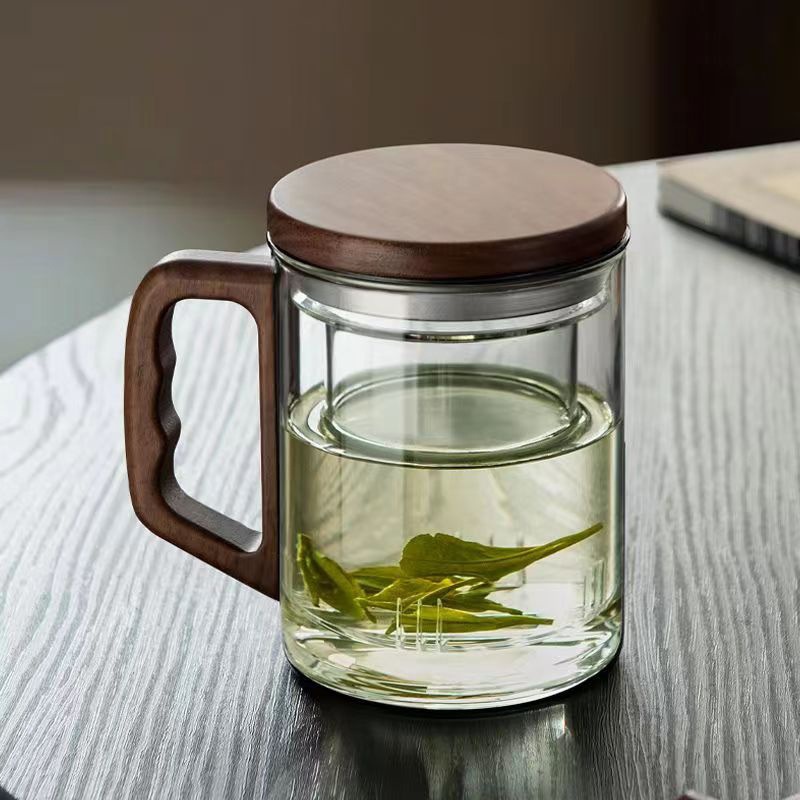 freesky 400ml กาน้ำชาแก้วใสแบบเหลี่ยม มีที่กรองใบชาแสตนเลส กาชงชาจีน Glass Tea Pot