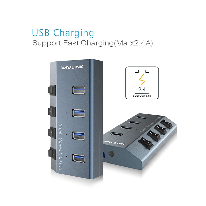 Wavlink WL-UH3049 4 Port SuperSpeed USB3.0 Aluminum HUB with Fast Charging