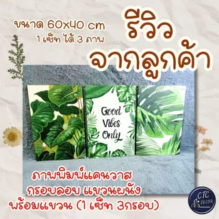 ภาพพิมพ์แคนวาส (1เซ็ท 3กรอบ) กรอบลอยแขวนผนัง ขนาด 40X60 CM คุณภาพดี ตกแต่งบ้าน ห้องนั่งเล่น สีสวยคมชัด สินค้าพร้อมจัดส่ง