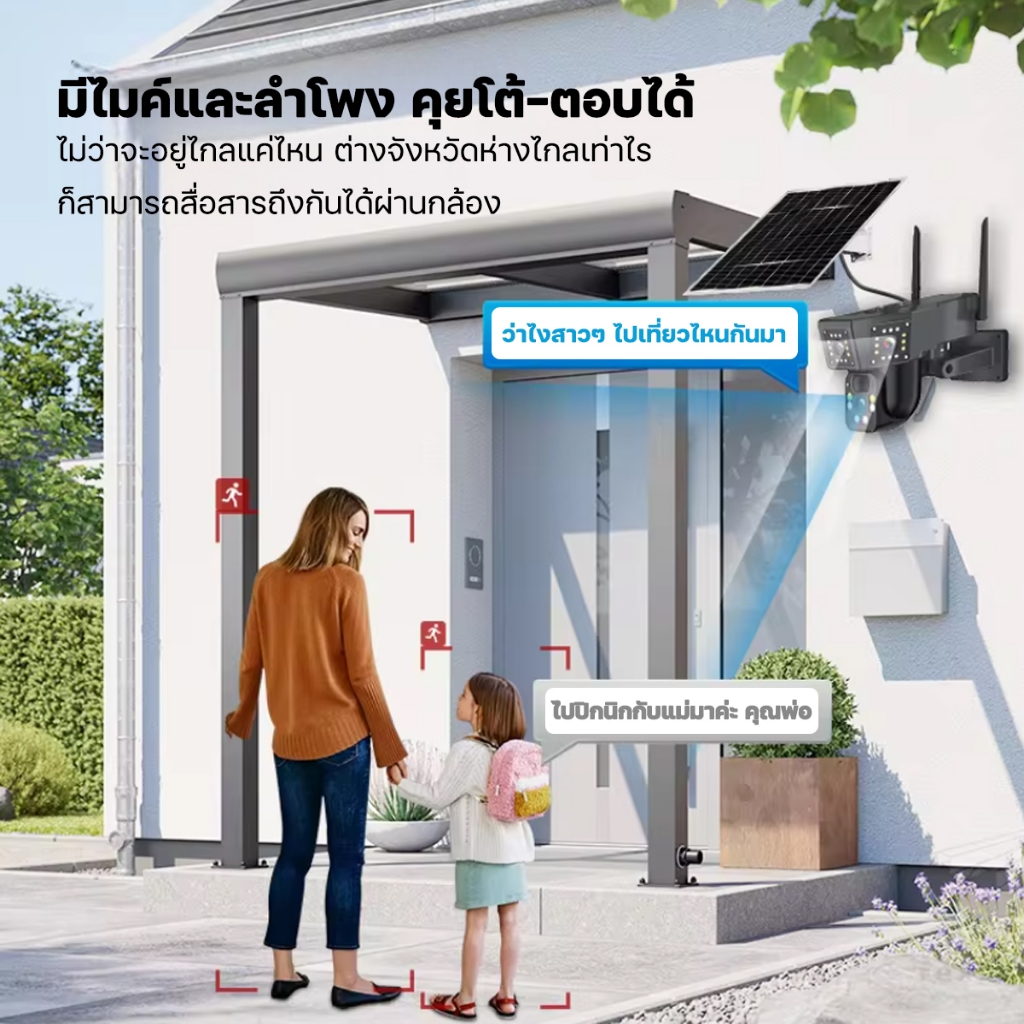 HOME-MALL กล้องวงจรปิดใส่ซิม 2 เลนส์ โซล่าเซลล์ ไม่ง้อ WIFI มองเห็นในที่มืด พร้อมส่งสัญญาณแจ้งเตือน