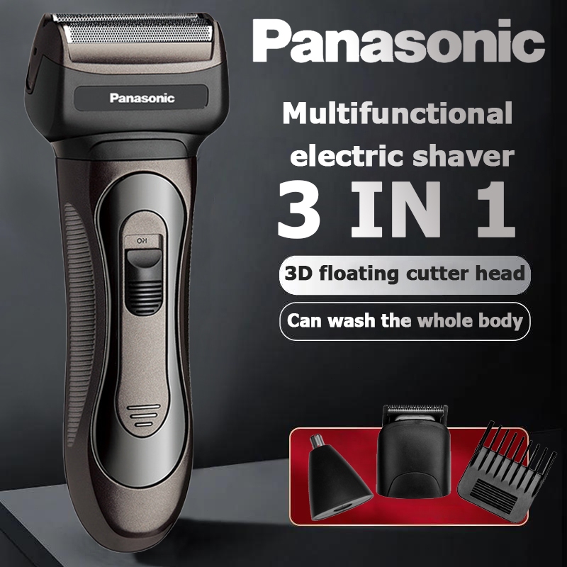 Panasonic ที่โกนหวดไฟฟ้า เครื่องโกนหนวดมัลติฟังก์ชั่น เครื่องโกนหนวดแบบลูกสูบ 3 in 1 ปิดเรียบ