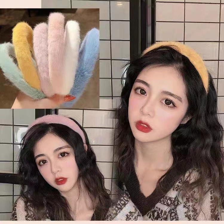 พร้อมส่ง ที่คาดผม ที่คาดผมขนมิ้งค์ นุ่มฟูสวย ดูแพง ขนไม่สาก