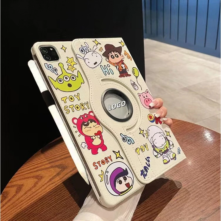 ⭐24 ชั่วโมงส่ง⭐ Crayon Shin-chan เคส for iPad pro 2024 11 Gen11 10 10.9 2022 Gen9 10.2 เคสไอแพด Air5 6 7 Caseการหมุน 360
