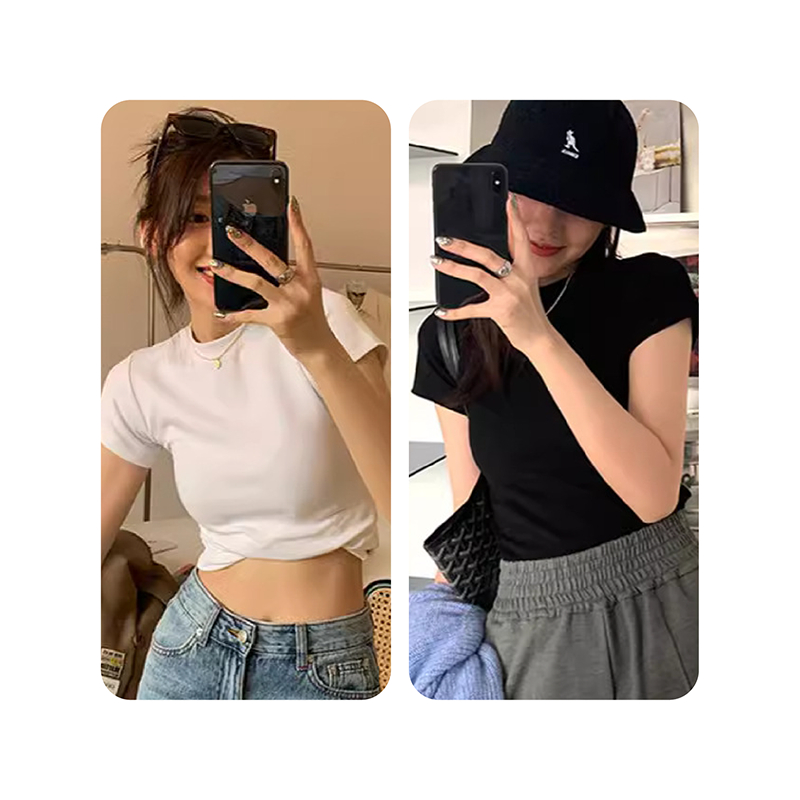 เสื้อยืดเข้ารูป คอกลม แขนสั้น สำหรับผู้หญิง มีให้เลือก 2 สี S-L