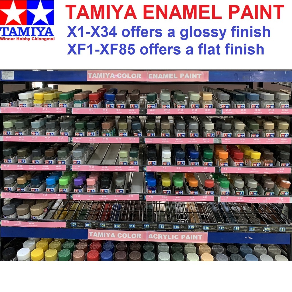 สีทามิย่าสูตรอีนาเมล TAMIYA ENAMEL PAINT X1-X34 (Gloss) , XF1-XF85 (Flat)