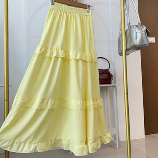 กระโปรงแต่งระบาย3ชั้นเอว24-40ผ้าครัชนุ่มใส่สบาย**มีซับในเฉพาะสีขาว