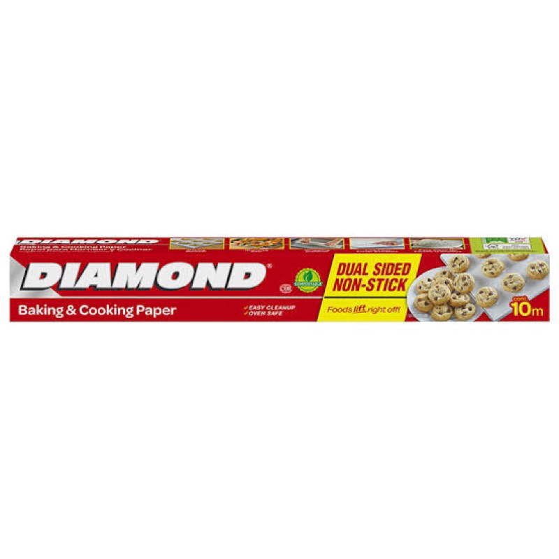 Diamond baking &cooking paper 10m. กระดาษไขรองอบ nonstick fl