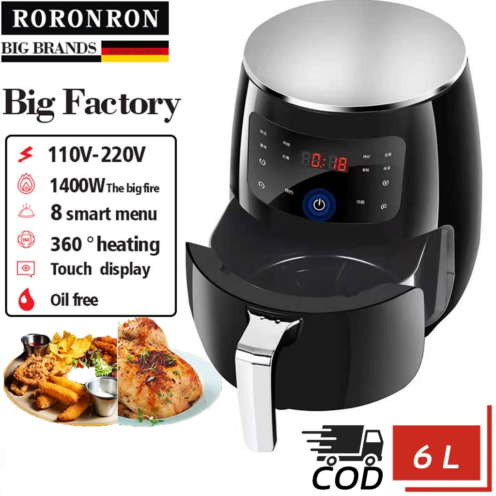 RORONRON Air Fryer ลิตร หม้อทอดไร้น้ำมัน หม้อทอดไร้น้ำมันเอนกประสงค์แบบมั 6L  4.5L